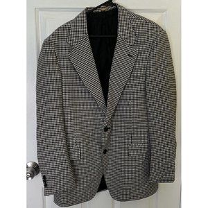 Sterling & Hunt Houndstooth Wool Black and White Blazer Jacket Sport Coat Large